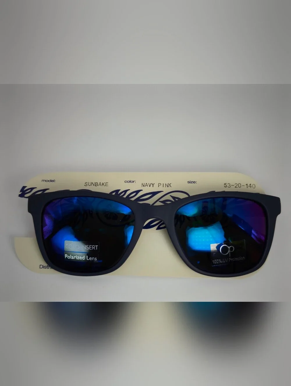 OP. Ocean Pacific.Navy Pink Frame Sunglasses with Blue Mirrored Polarized Lenses